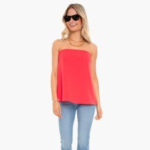 Tuckernuck Strapless Poppy Red Crepe Marin Top Size XXS NWT!